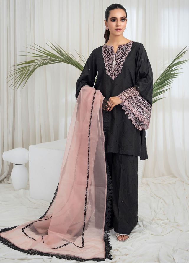 Miras Pret Embroidered Silk 3 Piece Suit Raya