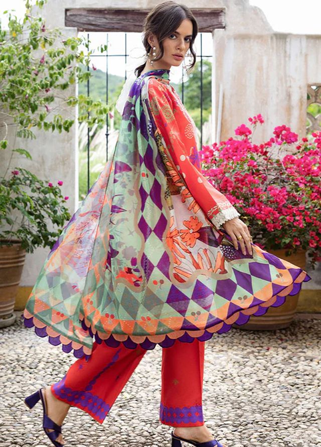 Mirasol by Mushq Embroidered Cambric Suits Unstitched 3 Piece MQ25MH D-02 B Carmin Rosa - Summer Collection