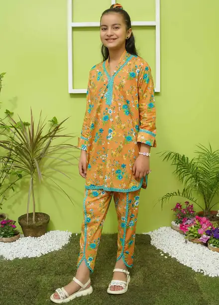 Modest Pret Casual Lawn 2 Piece Suit for Girls Floral Arch