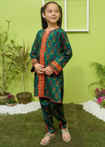 Modest Pret Casual Lawn 2 Piece Suit for Girls Floral Forest