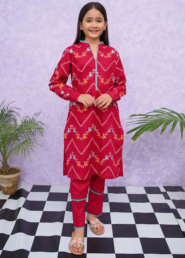 Modest Pret Embroidered Cotton 2 Piece Suit 8545