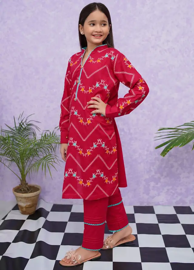 Modest Pret Embroidered Cotton 2 Piece Suit 8545