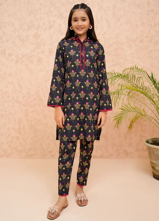 Modest Pret Printed Lawn 2 Piece Suit Black Rose