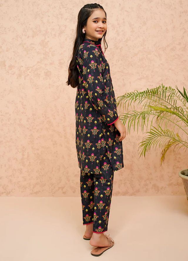 Modest Pret Printed Lawn 2 Piece Suit Black Rose