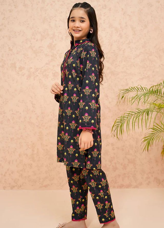 Modest Pret Printed Lawn 2 Piece Suit Black Rose