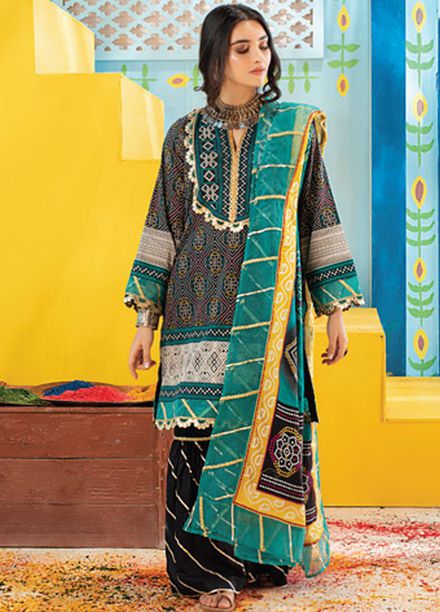 Monsoon Chunri by Al Zohaib Printed Lawn Suits Unstitched 3 Piece AZ21MC 9-A - Summer Collection