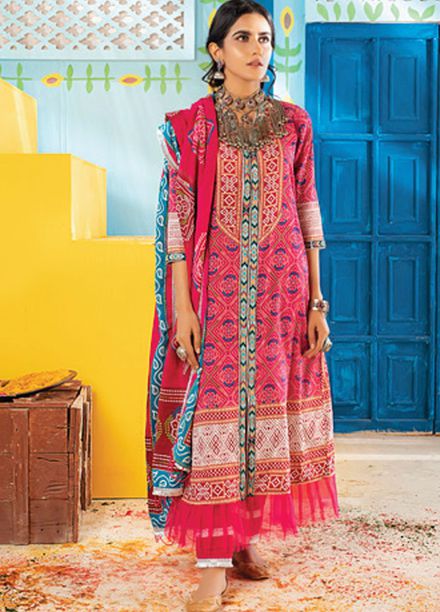 Monsoon Chunri by Al Zohaib Printed Lawn Suits Unstitched 3 Piece AZ21MC 9-B - Summer Collection