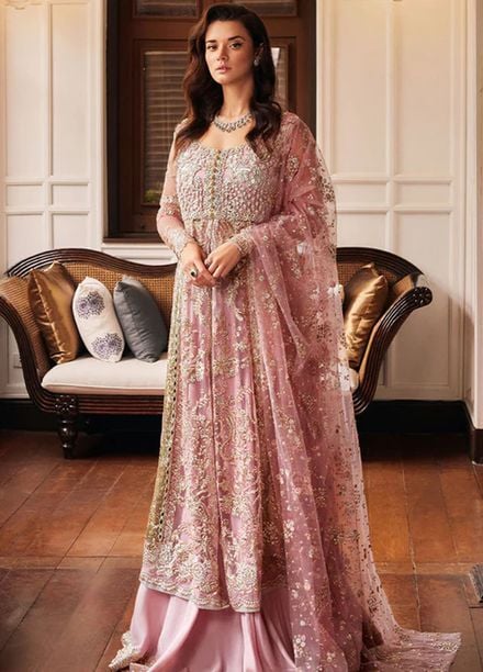Mushq Embroidered Net Suits Unstitched 3 Piece MQ25MR BOM-04 Luster - Formals Collection
