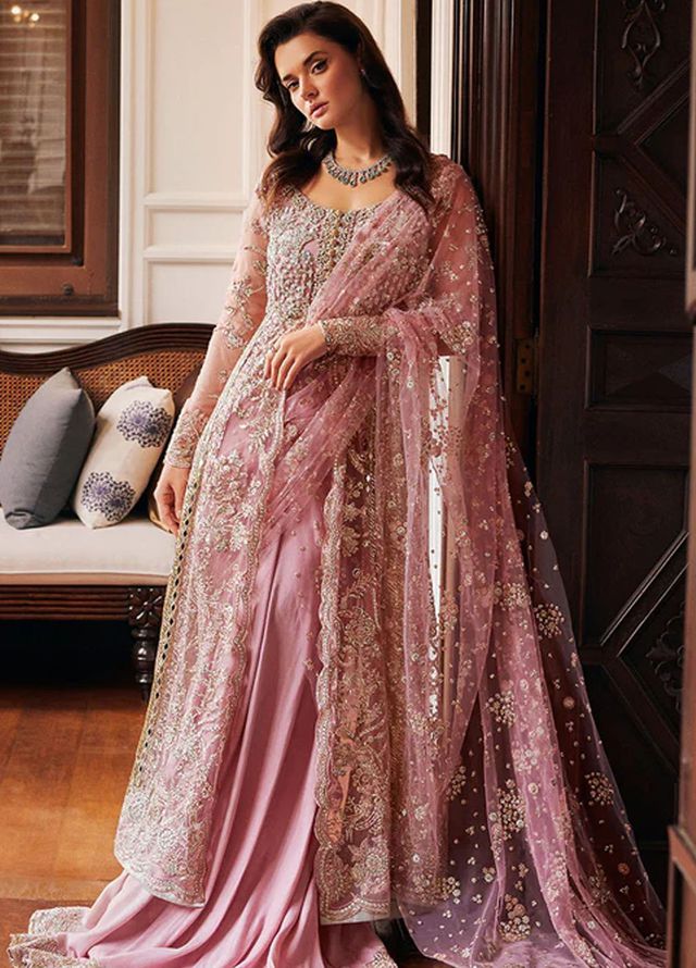 Mushq Embroidered Net Suits Unstitched 3 Piece MQ25MR BOM-04 Luster - Formals Collection