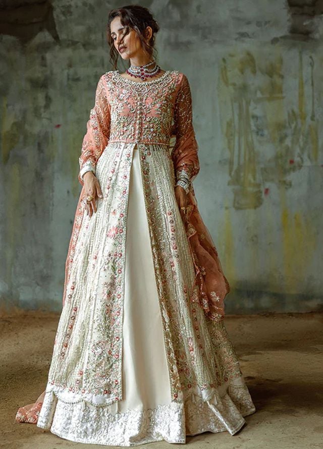 Mushq Embroidered Net Suits Unstitched 3 Piece MQ25MR MWD-01 Galaxy Gown - Formals Collection