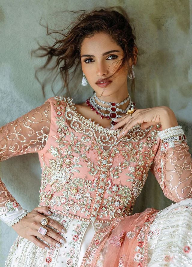 Mushq Embroidered Net Suits Unstitched 3 Piece MQ25MR MWD-01 Galaxy Gown - Formals Collection