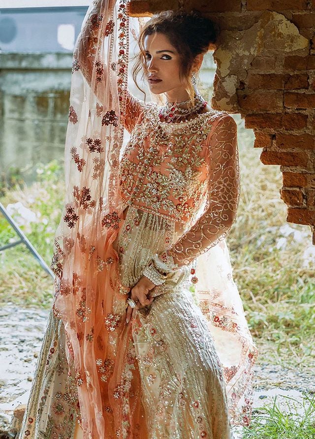 Mushq Embroidered Net Suits Unstitched 3 Piece MQ25MR MWD-01 Galaxy Gown - Formals Collection