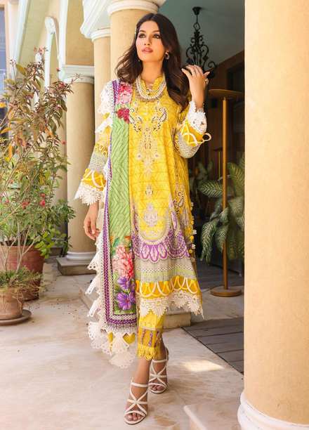 Naushad Imdad Embroidered Jacquard Suits Unstitched 3 Piece ND22LL illuminating Yellow NI-LL-002 - Luxury Collection
