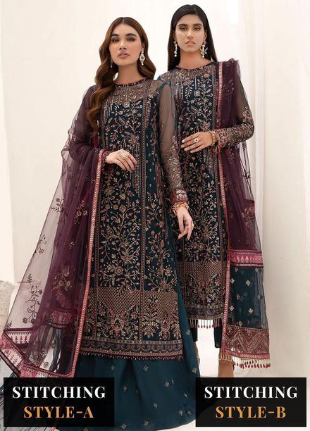 Nazneen By Zarif Embroidered Net Suits Unstitched 3 Piece ZF23N ZN 01 Glory - Luxury Formal Collection