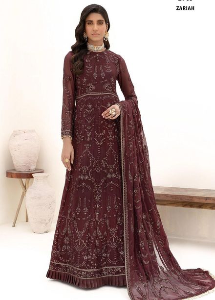Nazneen By Zarif Embroidered Chiffon Suits Unstitched 3 Piece ZF23N ZN 03 Zariah - Luxury Formal Collection
