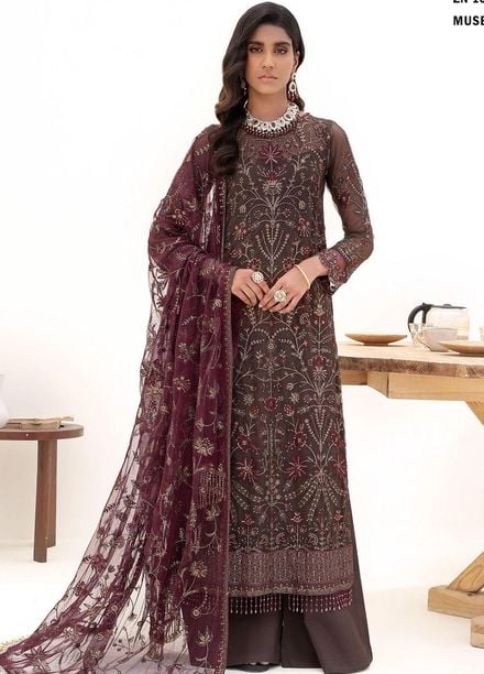 Nazneen By Zarif Embroidered Net Suits Unstitched 3 Piece ZF23N ZN 10 Muse - Luxury Formal Collection