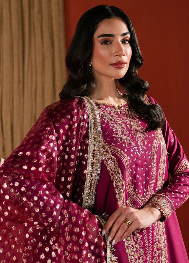 Neeshay Pret Embroidered Raw Silk 3 Piece Suit RS-01