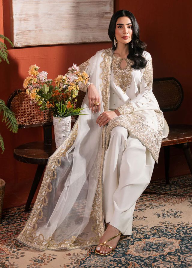 Neeshay Pret Embroidered Raw Silk 3 Piece Suit RS-02