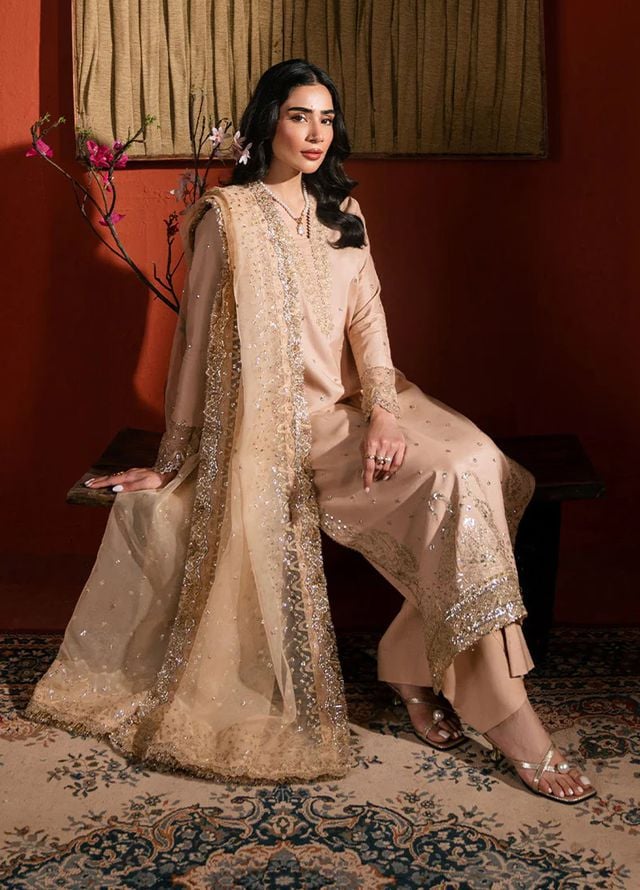 Neeshay Pret Embroidered Raw Silk 3 Piece Suit RS-05
