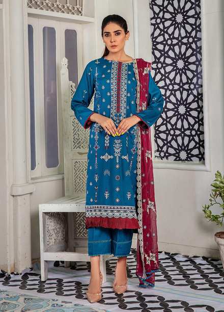 Noir By Humdum Embroidered Linen Suits Unstitched 3 Piece HD22N D-01 - Winter Collection