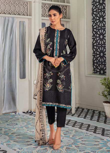 Noir By Humdum Embroidered Linen Suits Unstitched 3 Piece HD22N D-03 - Winter Collection