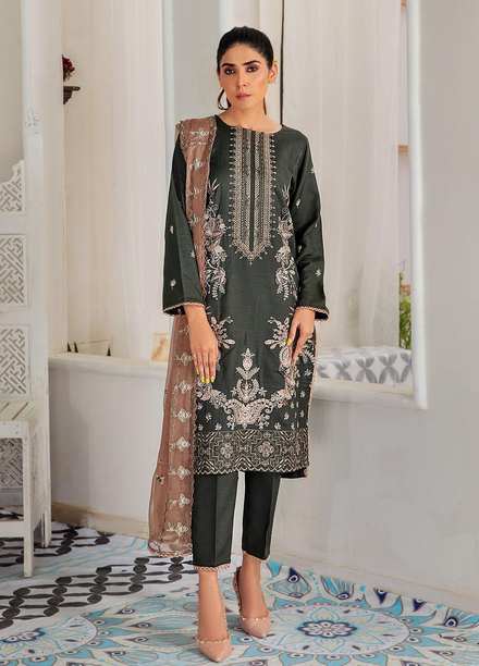 Noir By Humdum Embroidered Linen Suits Unstitched 3 Piece HD22N D-06 - Winter Collection