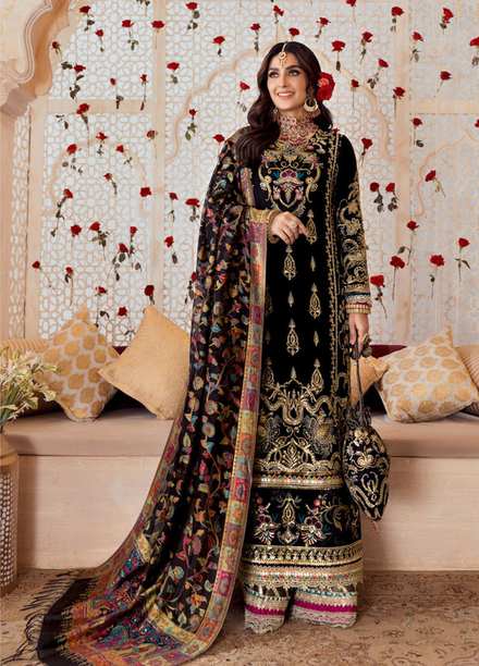 Noor by Saadia Asad Embroidered Net Suits Unstitched 3 Piece SA21WD D1 - Wedding Collection