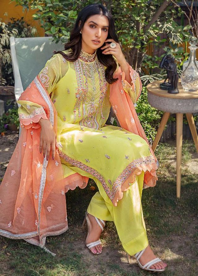 Malook By Shazia Ovais Pret Embroidered Organza 3 Piece Suit MLK23NJ Gulnaz