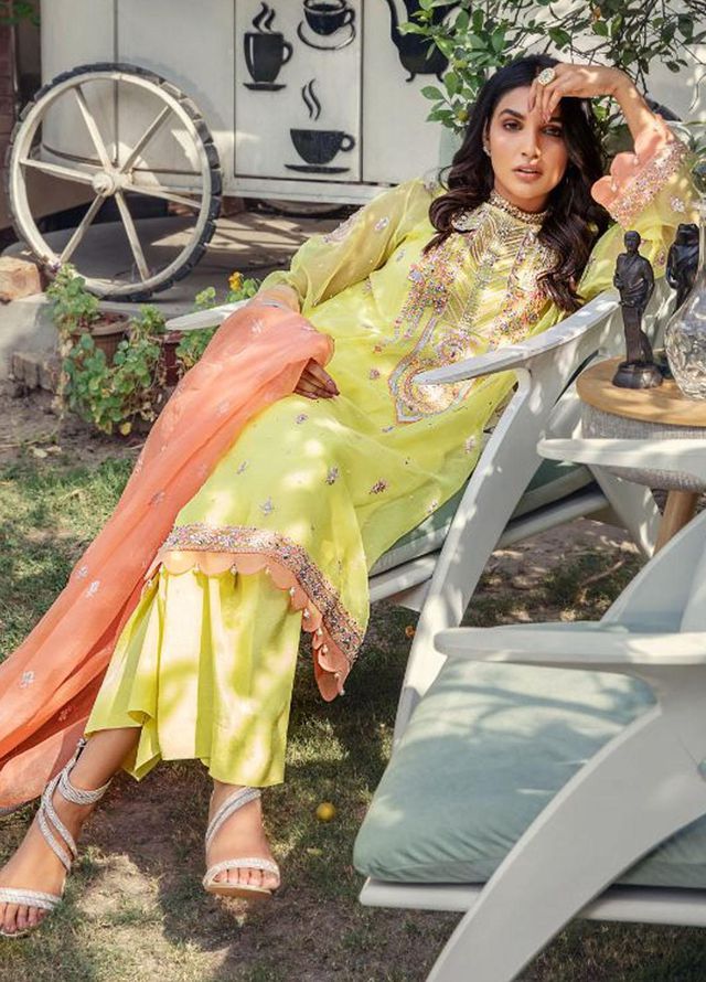Malook By Shazia Ovais Pret Embroidered Organza 3 Piece Suit MLK23NJ Gulnaz