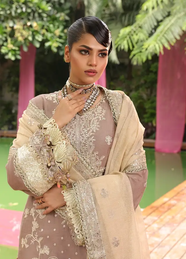 Nora By Salitex Embroidered Net Suit Unstitched 3 Piece SUNS24NO009UT - Formal Collection