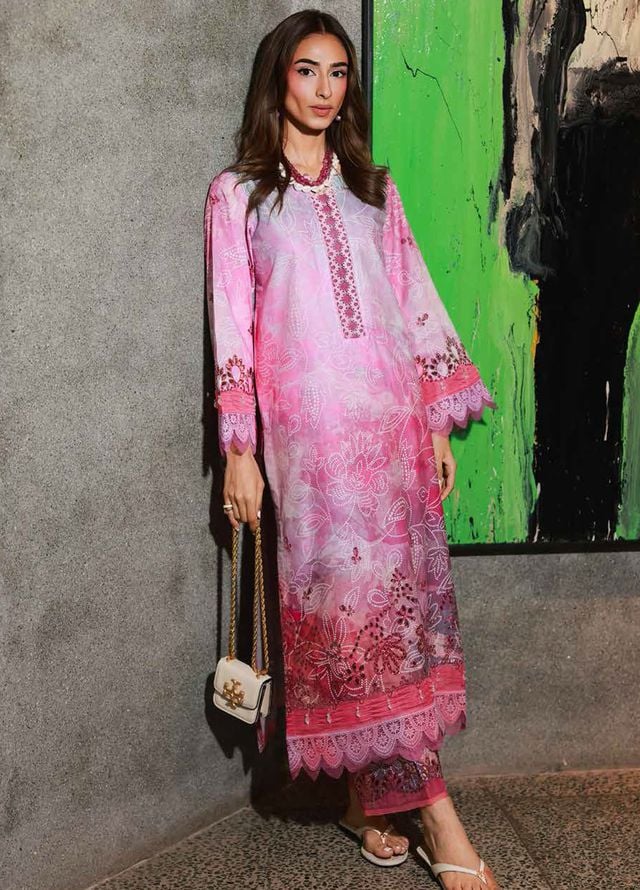 Nureh Chikankari Lawn Suits Unstitched 2 Piece NU25BRU NU2-175 - Summer Collection