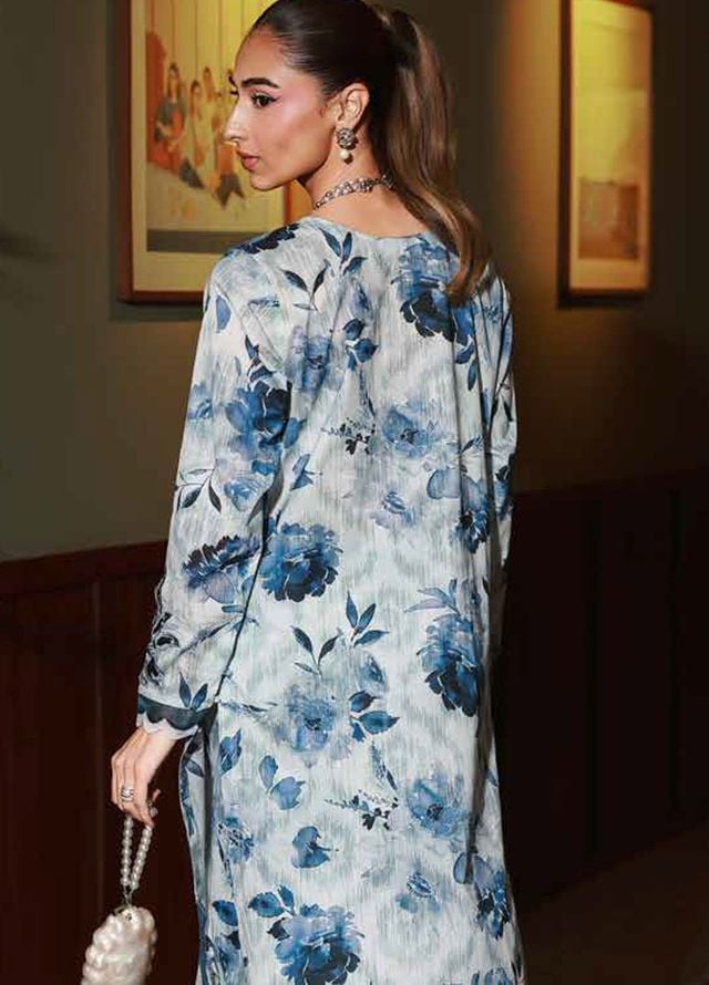 Nureh Chikankari Lawn Suits Unstitched 2 Piece NU25BRU NU2-177 - Summer Collection