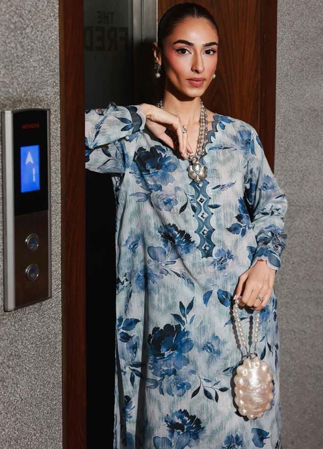 Nureh Chikankari Lawn Suits Unstitched 2 Piece NU25BRU NU2-177 - Summer Collection