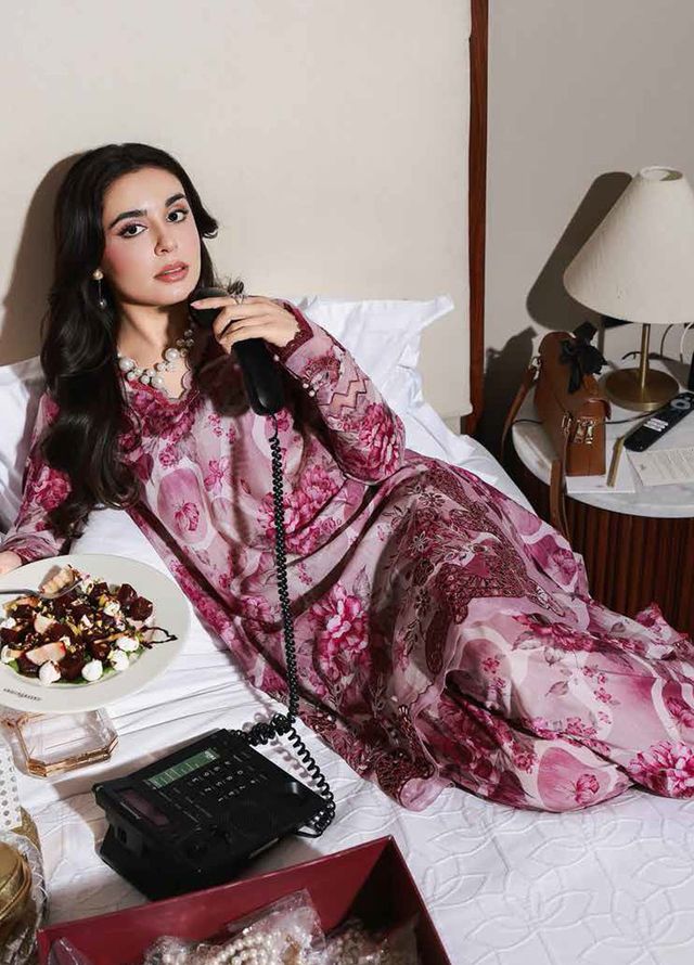 Nureh Chikankari Lawn Suits Unstitched 2 Piece NU25BRU NU2-178 - Summer Collection