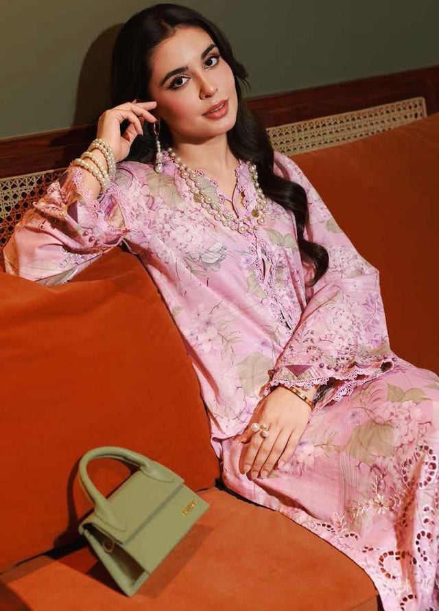 Nureh Chikankari Lawn Suits Unstitched 2 Piece NU25BRU NU2-180 - Summer Collection