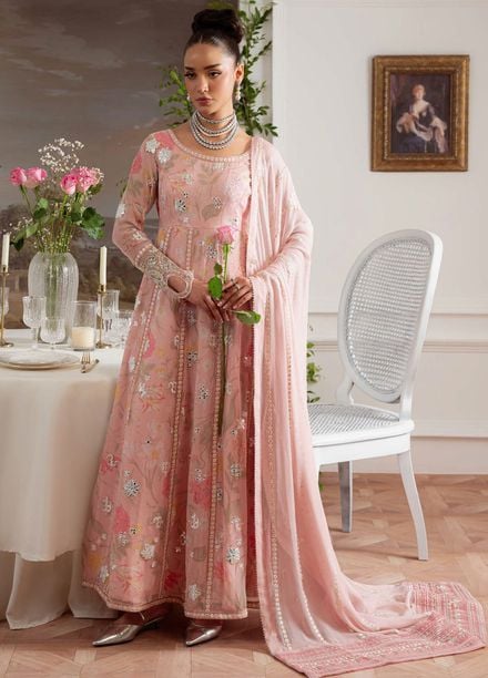 Nureh Embroidered Chiffon Suits Unstitched 4 Piece Siit NU25AU AM-25 - Luxury Collection 