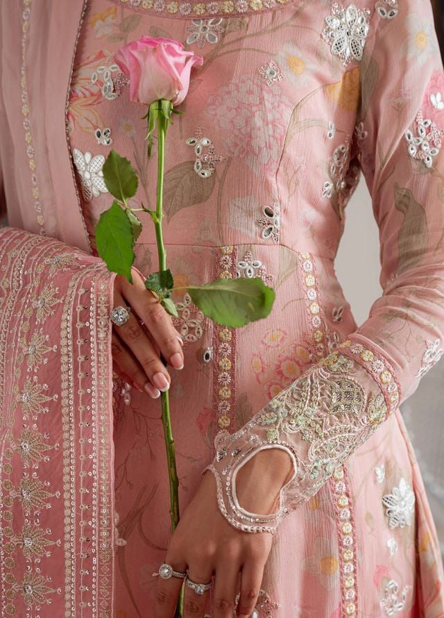 Nureh Embroidered Chiffon Suits Unstitched 4 Piece Suit NU25AU AM-25 - Luxury Collection 