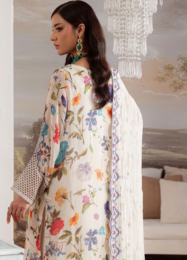 Nureh Embroidered Chiffon Suits Unstitched 4 Piece Suit NU25AU AM-26 - Luxury Collection 