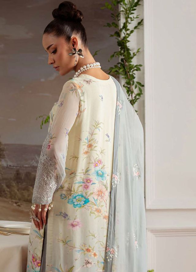 Nureh Embroidered Chiffon Suits Unstitched 4 Piece Suit NU25AU AM-27 - Luxury Collection 