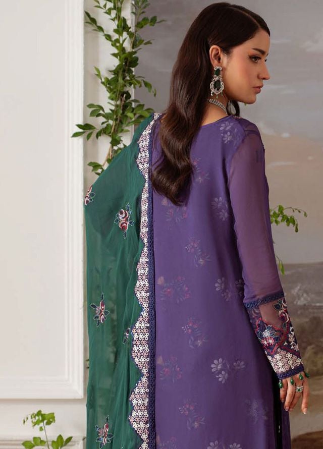Nureh Embroidered Chiffon Suits Unstitched 4 Piece Suit NU25AU AM-29 - Luxury Collection 