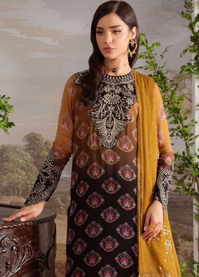 Nureh Embroidered Chiffon Suits Unstitched 4 Piece Suit NU25AU AM-30 - Luxury Collection 