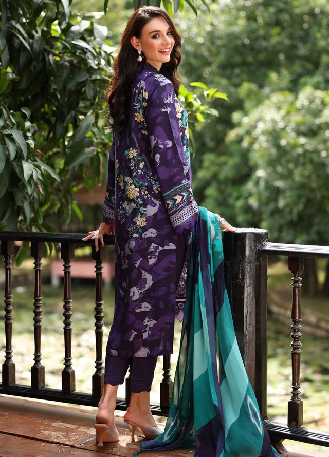 Nureh Embroidered Linen Suits Unstitched 3 Piece NU25DU DD-21 - Winter Collection