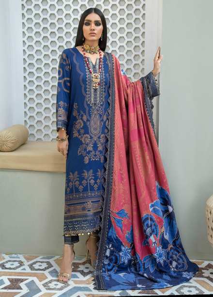 Nureh Embroidered Leather Peach Suits Unstitched 3 Piece NU21EJ NJ-19 Moroccan Jewel - Winter Collection