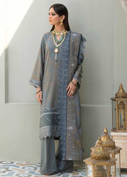 Nureh Embroidered Leather Peach Suits Unstitched 3 Piece NU21EJ NJ-20 Garden Melody - Winter Collection