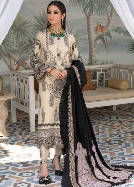Nureh Embroidered Leather Peach Suits Unstitched 3 Piece NU21EJ NJ-23 Majestic Charm - Winter Collection