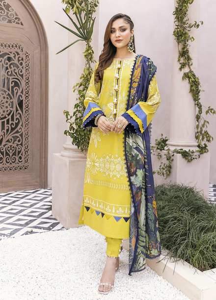 Nuriyaa Printed Lawn Suits Unstitched 3 Piece NR22KS D2 - Summer Collection