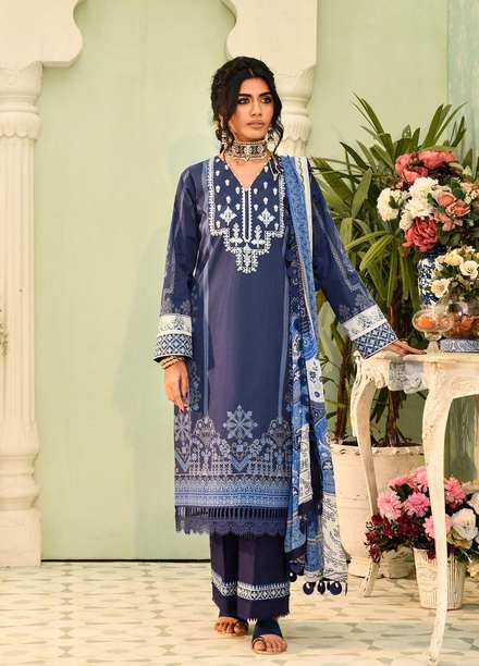 Nuriyaa Embroidered Lawn Suits Unstitched 3 Piece NR22MH RAHA - Eid Collection