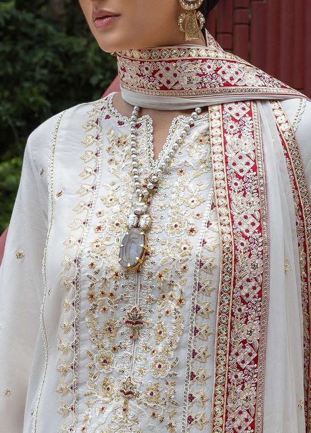 Nuvera by Mushq Hemline Embroidered Raw Silk Suits Unstitched 3 Piece MQ25NF D-01 Elnaz - Festive Collection