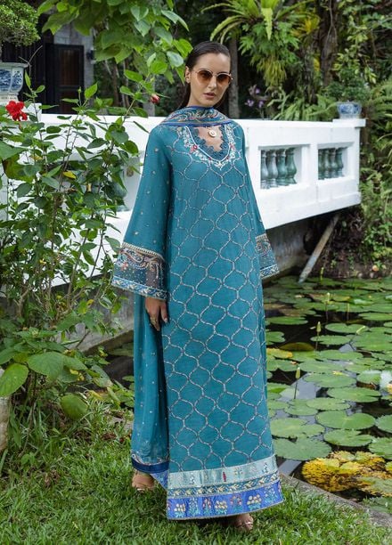 Nuvera by Mushq Hemline Embroidered Raw Silk Suits Unstitched 3 Piece MQ25NF D-02 Valene - Festive Collection