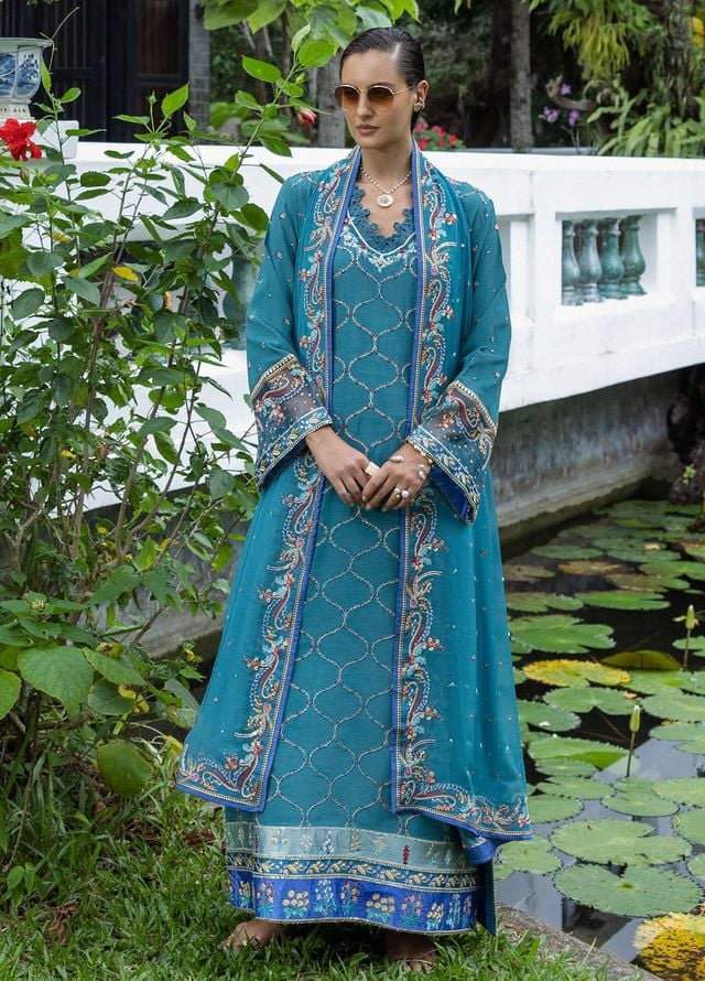 Nuvera by Mushq Hemline Embroidered Raw Silk Suits Unstitched 3 Piece MQ25NF D-02 Valene - Festive Collection